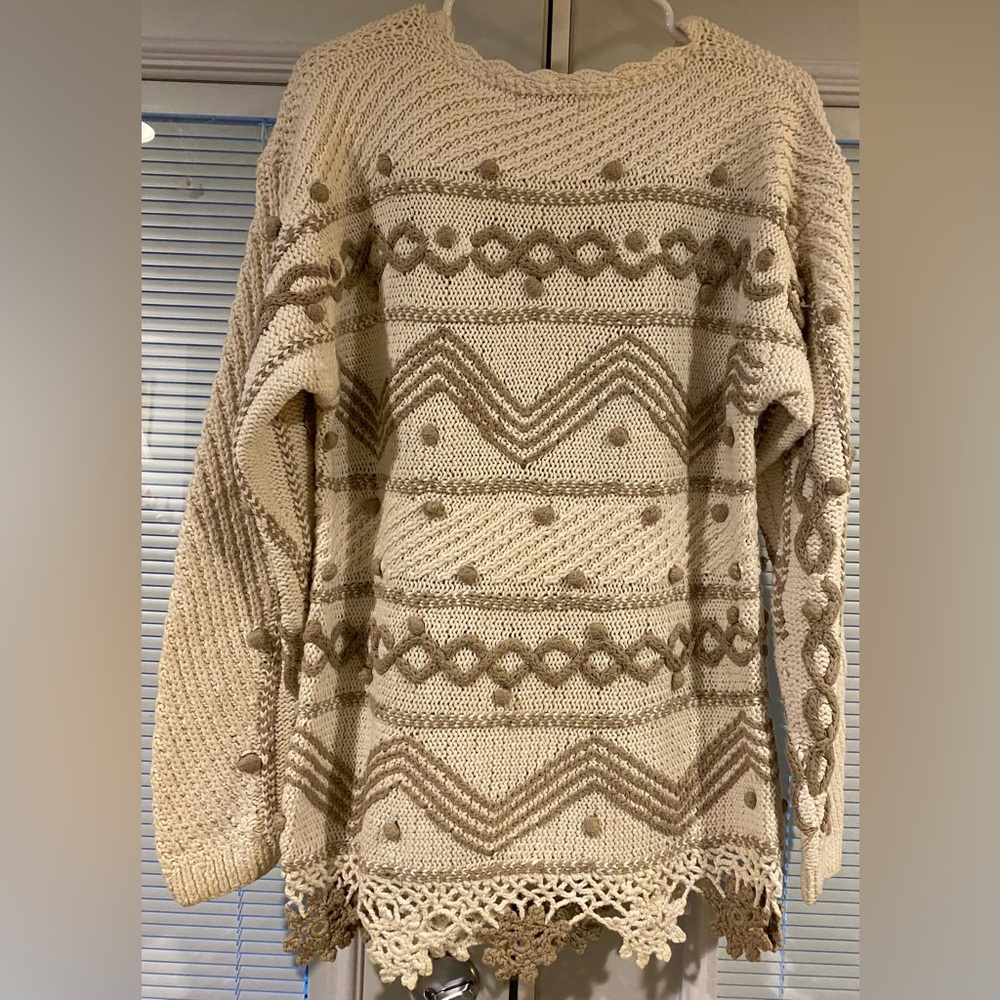 Vintage Climax crochet sweater. SZ L - Picture 2 of 5
